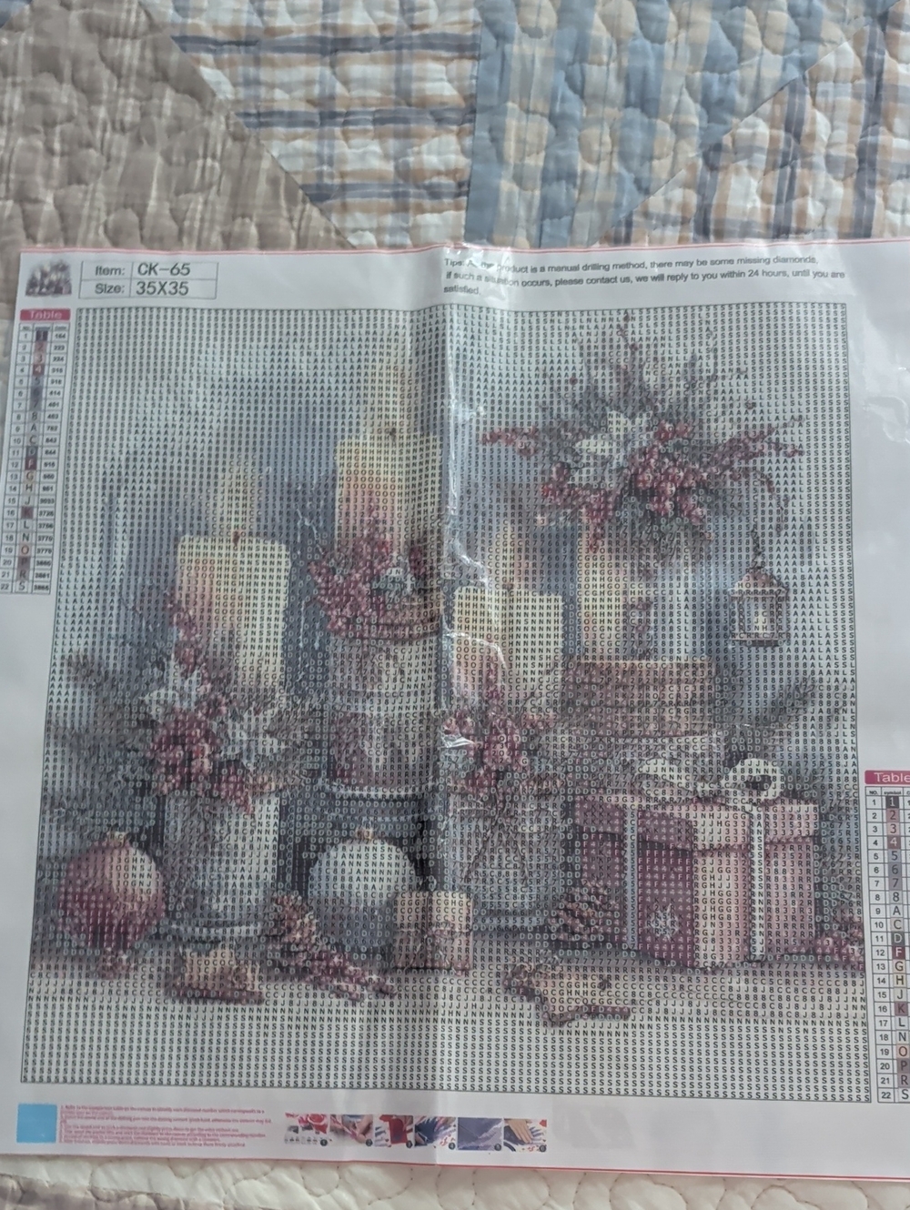 Floral & Candle & Diamond Art Canvas Kit